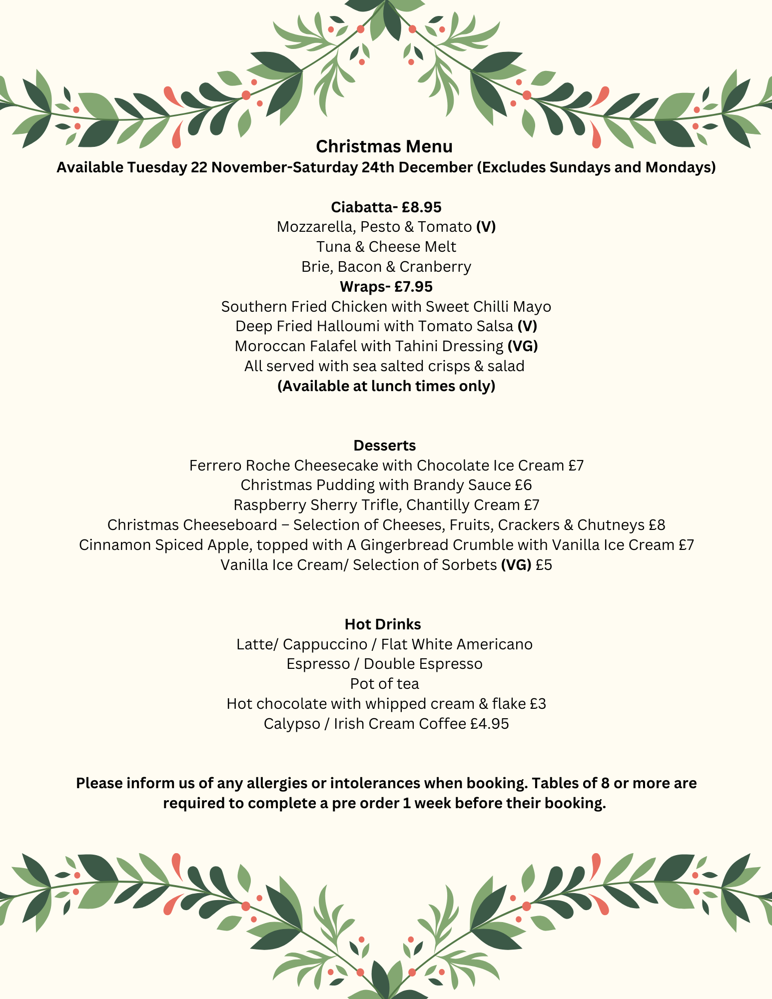 Christmas The White Horse, Withersfield, Haverhill